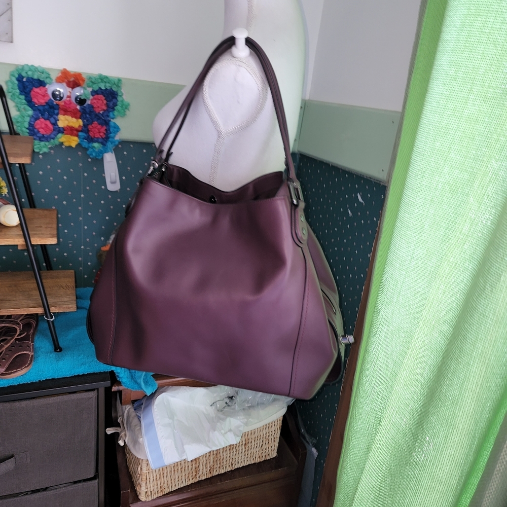 COACH EUC EDIE LARGE OXBLOOD LEATHER HOBO BAG